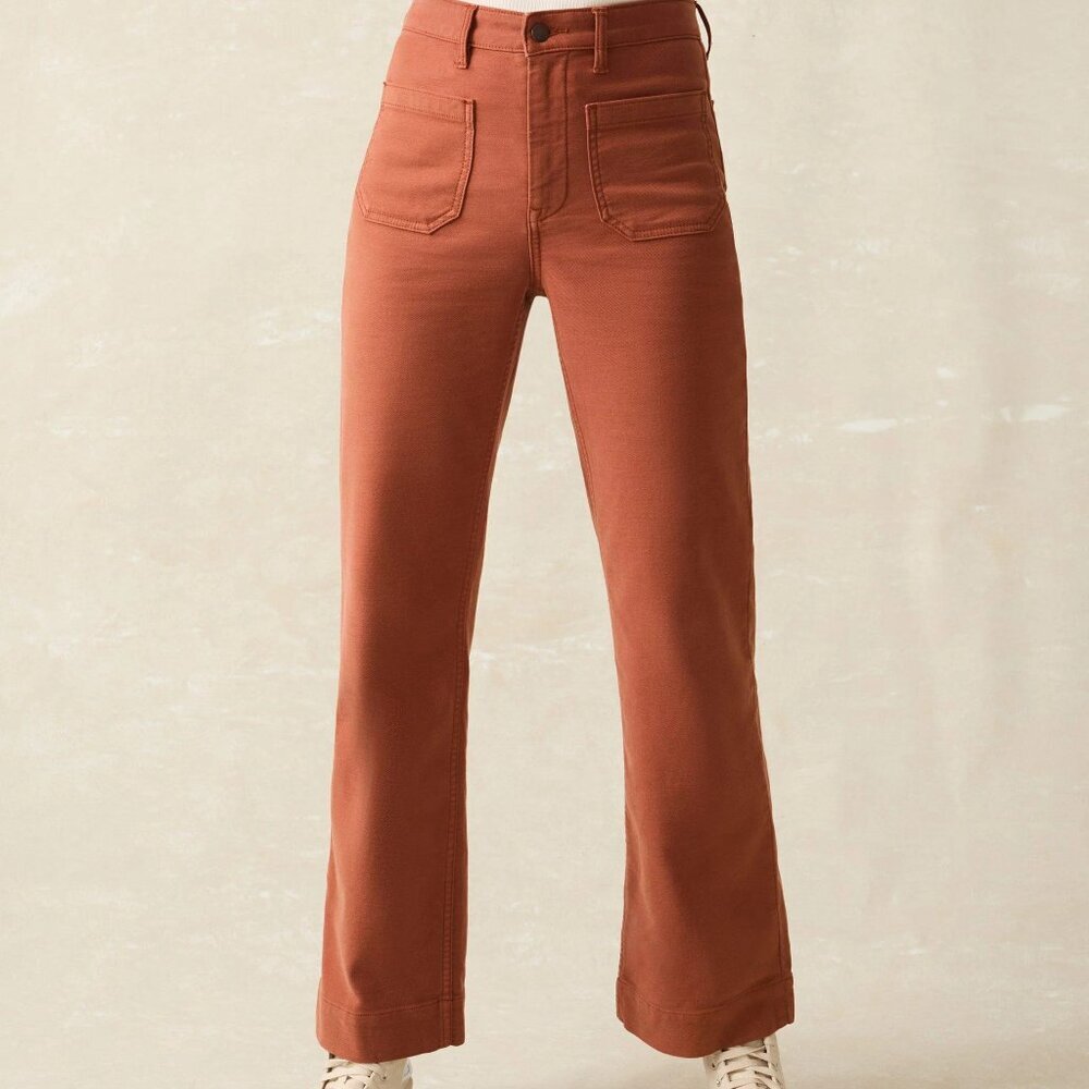 Faherty Burnt Orange Stretch Terry Patch‎ Pocket Bootcut Pants